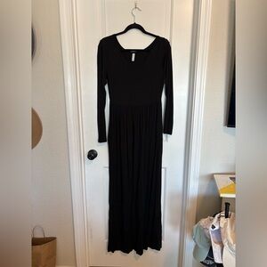 Casual Black Long Sleeve Dress